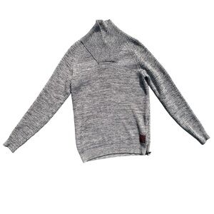 Scotch & Soda Wool Blend Sweater Mens Small Gray Long Sleeve Shawl Knit Pullover